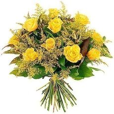 Bouquet of Yellow Roses and Mimosa