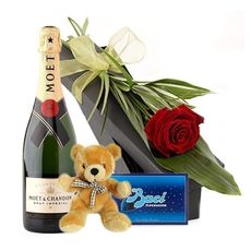 Moet, Teddy, Chocolates and Rose