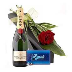 Red Rose, Moet and Chocolates